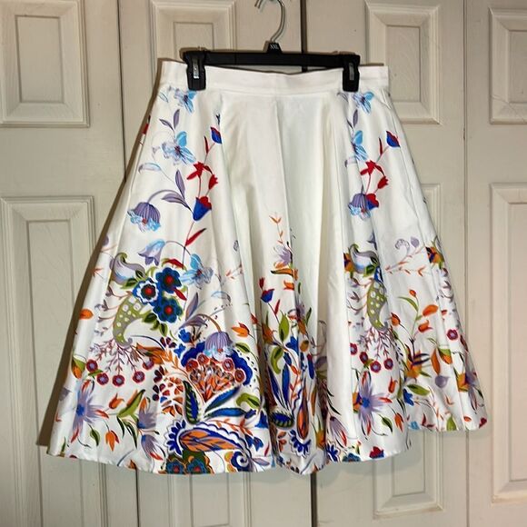Vintage Petrune of Ithaca White Floral Circle Skirt New With Tags Large L Rare - Picture 3 of 16